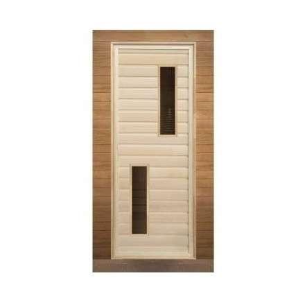 Дверь для бани липа с 2-мя стеклами (кор. хвоя) 1900x700 (без петель) купить в Борисове