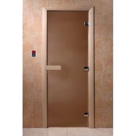 Дверь для сауны Doorwood Теплая ночь 1900x700 (коробка листва, стекло 8 мм, 3 петли) в Борисове
