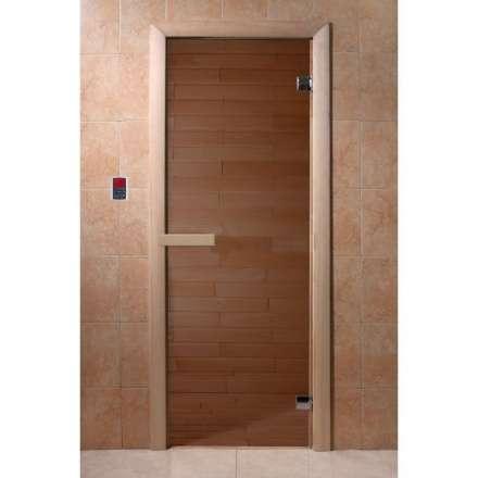 Дверь для бани и сауны Doorwood Бронза 1900x700 (хвоя, стекло 6 мм, 2 петли) в Борисове