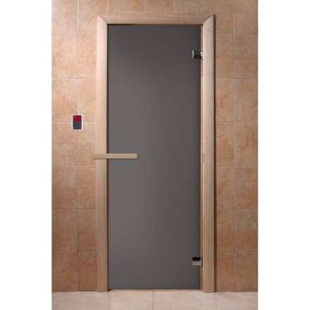 Дверь для бани Doorwood Графит матовый 1900x700 мм (коробка хвоя, стекло 6 мм, 2 петли) в Борисове