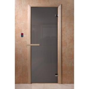 Дверь для бани Doorwood Графит 1900x700 мм (коробка хвоя, стекло 8 мм, 2 петли) в Борисове