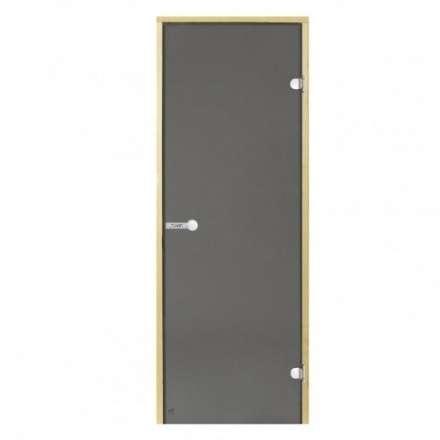 Дверь для бани стеклянная Harvia 7/19 коробка сосна, серая в Борисове