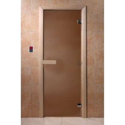 Дверь для бани стеклянная Doorwood Бронза матовая 1800x700 (хвоя, стекло 6 мм, 2 петли) в Борисове