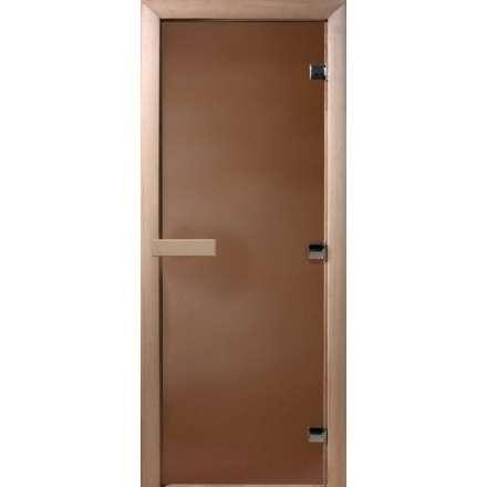 Дверь для бани Doorwood Теплая ночь 1900x600 мм (коробка листва, стекло 8 мм, 3 петли) в Борисове