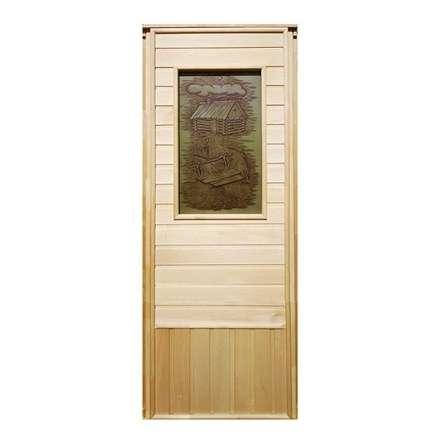 Дверь деревянная для бани DoorWood Эконом 1840x740 со стеклом ФП Изба в Борисове