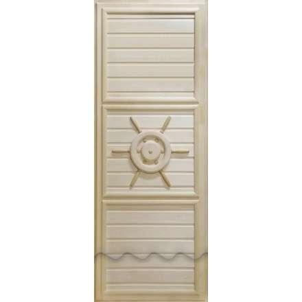Дверь деревянная для бани DoorWood Штурвал 1840x740 без иллюминатора Эконом в Борисове