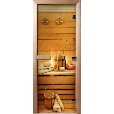 Дверь для сауны Doorwood с фотопечатью A033 1900x700 в Борисове