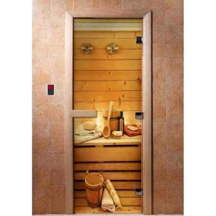 Дверь для сауны Doorwood с фотопечатью A033 1900x700 в Борисове
