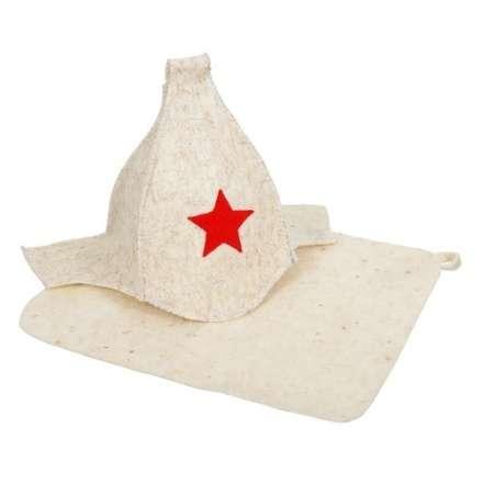 Набор из двух предметов (Шапка Будёновка белая, коврик) 41128 в Борисове