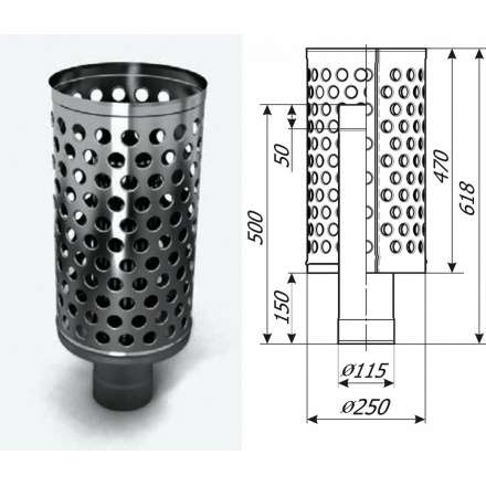 Каменка натрубная ДИЗЕЛЬ, ф115, 1/0,5мм, нерж/нерж в Борисове