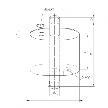 Бак Ferrum Комфорт эллиптический с трубой 60 л в Борисове