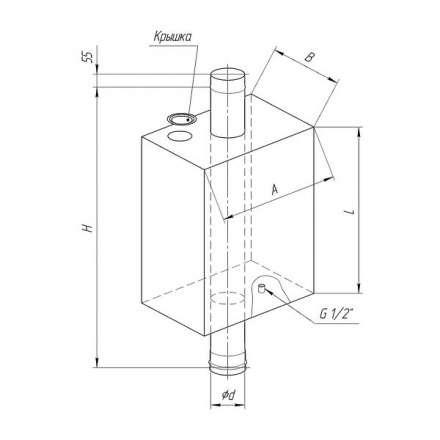 Бак Ferrum Комфорт прямоугольный на трубе 55 л в Борисове