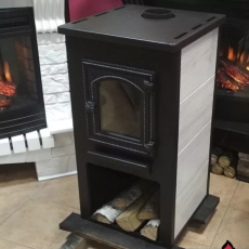 Недорогая печь-камин со стеклом ЭТНА (ДТ-4С) ? 115 мм для дома и дачи Амазонка бай фото в Борисове