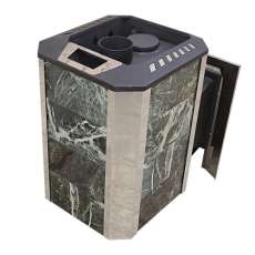 Печь Пегас 16 панорама в камне змеевик в Борисове