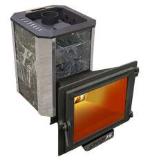 Печь Пегас 16 панорама в камне змеевик Амазонка бай фото в Борисове