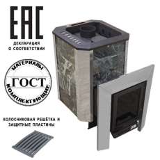Печь Пегас 16 со стеклом в камне змеевик в Борисове