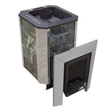 Печь Пегас 16 со стеклом в камне змеевик в Борисове