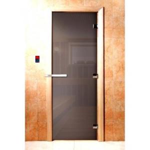 Дверь для сауны Doorwood Сумерки Графит прозрачный 1800x700 (стекло 8 мм, 3 петли) в Борисове