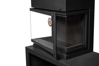 Камин МАДРИД на дровнике Гигант слева черный\белый шамот в Борисове