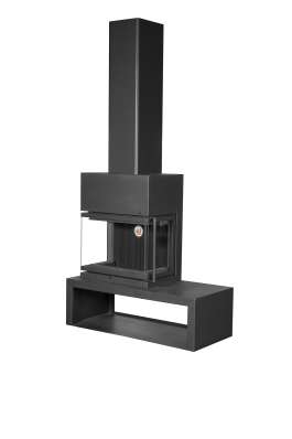 Камин МАДРИД на дровнике Гигант слева черный\белый шамот в Борисове