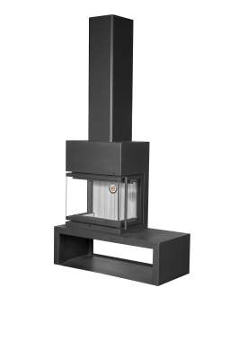 Камин МАДРИД на дровнике Гигант слева черный\белый шамот в Борисове