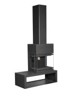 Камин МАДРИД на дровнике Гигант справа черный\белый шамот в Борисове