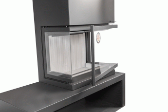 Камин МАДРИД на дровнике Гигант справа черный\белый шамот в Борисове