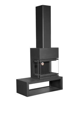Камин МАДРИД на дровнике Гигант справа черный\белый шамот в Борисове