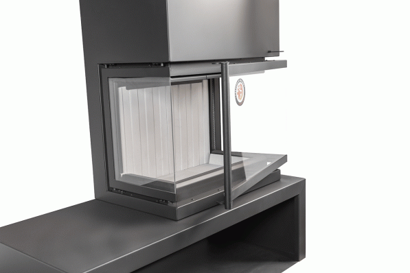 Камин МАДРИД на дровнике Гигант справа черный\белый шамот в Борисове