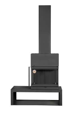 Камин МАДРИД на дровнике Гигант справа черный\белый шамот в Борисове