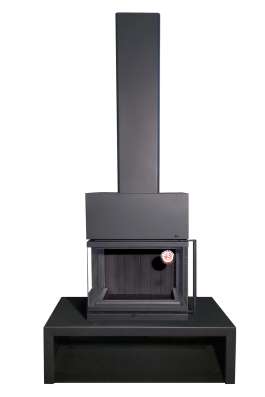 Камин МАДРИД на дровнике Гигант центральный черный\белый шамот в Борисове