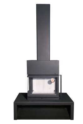 Камин МАДРИД на дровнике Гигант центральный черный\белый шамот в Борисове
