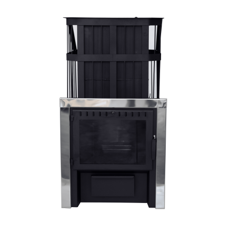 Печь банная Сибирь-24 c закрытой каменкой, панорамная дверца в Борисове