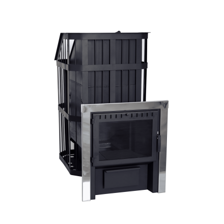 Печь банная Сибирь-24 c закрытой каменкой, панорамная дверца в Борисове