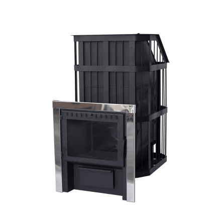 Печь банная Сибирь-24 c закрытой каменкой, панорамная дверца Амазонка бай фото в Борисове