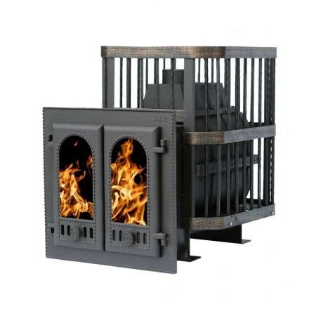 Печь банная Сибирь-24 с двухстворчатой каминной дверцей Амазонка бай фото в Борисове