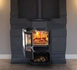 Недорогой камин с отделкой шамотом Сибирь 12 фото в Борисове