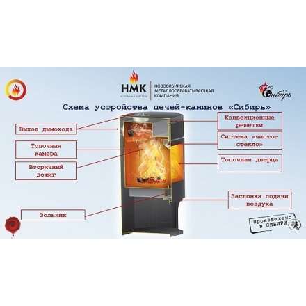 Стальной популярный камин с дровницей Сибирь 12 фото в Борисове