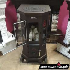 Недорогая стальная печь Термофор Статика Секста, чёрная бронза фото в интерьере в Борисове