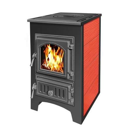 Печь-камин Везувий ПК-01 (270) с плитой  красная 9 кВт Амазонка бай фото в Борисове