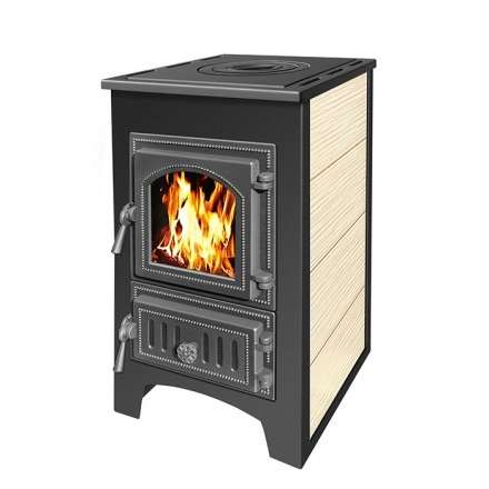 Печь-камин Везувий ПК-01 (270) c плитой бежевая 9 кВт Амазонка бай фото в Борисове