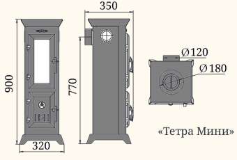 Отопительная печь Термофор Статика Тетра Мини, чёрная бронза фото в Борисове