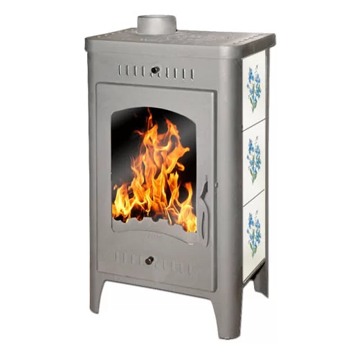 Стальной камин со стеклом Бавария Оптима Незабудка с плитой фото в Борисове