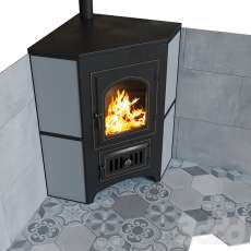 Купить печь-камин Везувий ПК-01 (220) с конфоркой угловой талькохлорит в Борисове фото в Борисове