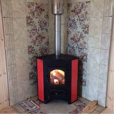 Купить Печь-камин Везувий ПК-01 (220) угловой красный 9 кВт в Борисове в Борисове