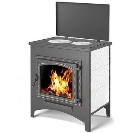 Печь-камин Везувий ПК-04 (240) с плитой беж 12 кВт Амазонка бай фото в Борисове