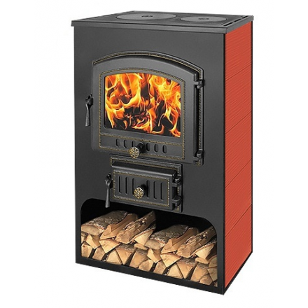 Печь-камин Везувий ПК-03 (224) с плитой красный 12 кВт Амазонка бай фото в Борисове