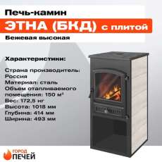 недорогой печь-камин со стеклом ЭТНА (БКД) с плитой Амазонка бай фото в Борисове