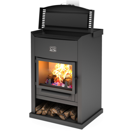 Стальной камин с дровницей Теплодар ОВ-120 (прямой) фото в Борисове