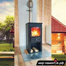 Недорогая печь-камин со стеклом ЭТНА (БКД) с плитой в интерьере фото в Борисове